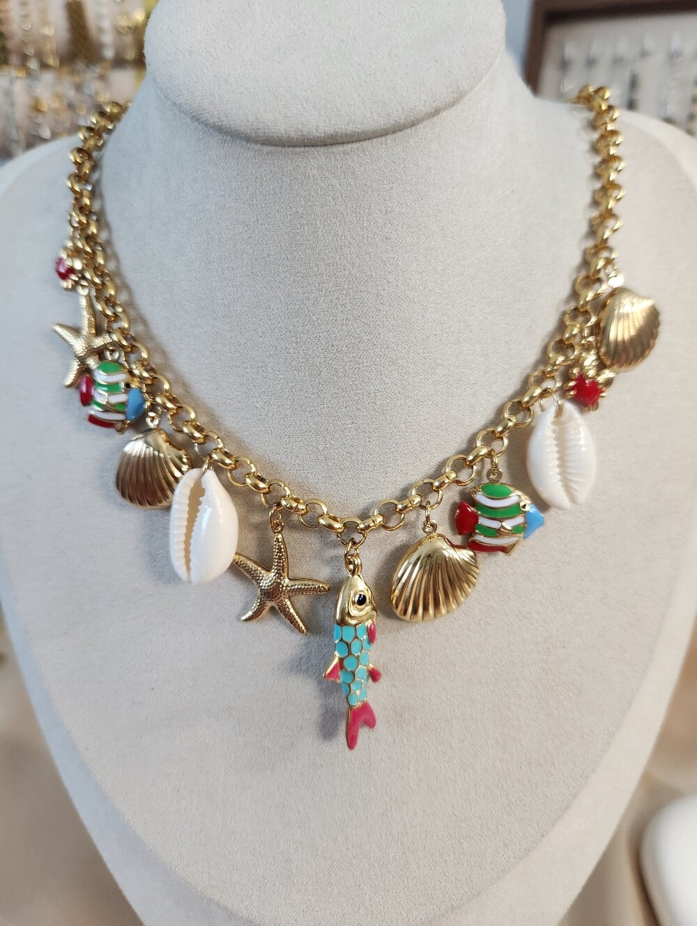 Gold Sea Multi Charm Necklace